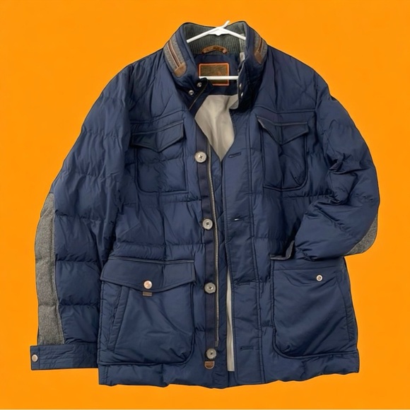 Handstich Men's Navy Blue Puffer Jacket - Picture 1 of 9